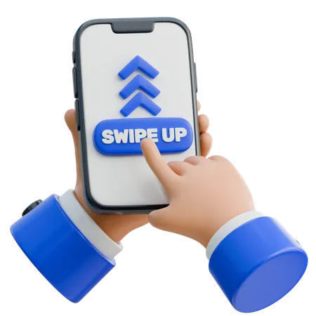 Hand Holding Smartphone With A Swipe Up Gesture  3D Icon