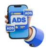 Hand Holding Smartphone With Ad Icon