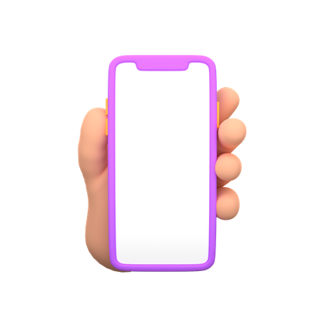 Hand holding smartphone with blank screen for mockup template  3D Illustration