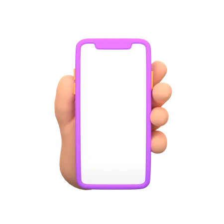 Hand holding smartphone with blank screen for mockup template  3D Illustration