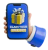 Hand Holding Smartphone With Claim Free Gift Icon