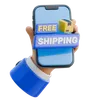 Hand Holding Smartphone With Free Shipping Icon