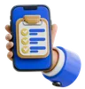 Hand Holding Smartphone With Goal Setting Clipboard