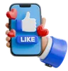 Hand Holding Smartphone With Like Button On Screen