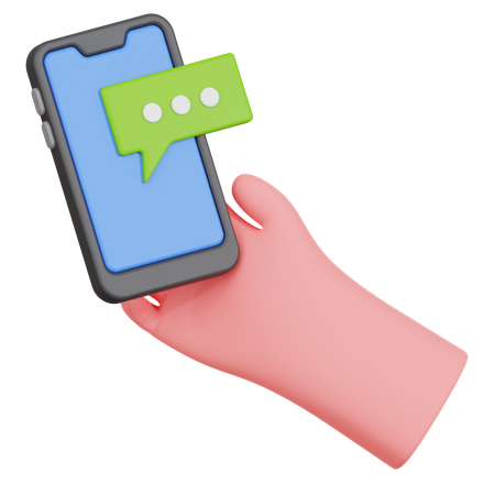 Hand Holding Smartphone With Message Notification  3D Icon