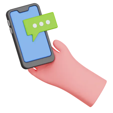 Hand Holding Smartphone With Message Notification  3D Icon