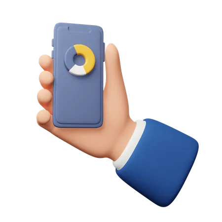 Hand Holding Smartphone With Report Download This Item Now 3D Icon