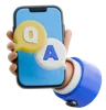 Hand Holding Smartphone With Speech Bubble Saying Qa