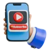 Hand Holding Smartphone With Subscribe Button