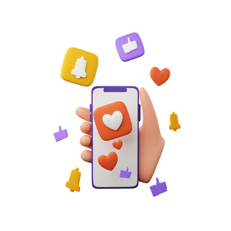 Hand holding social media app  3D Icon