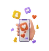 Hand holding social media app