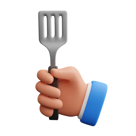 Hand Holding Spatula  3D Icon