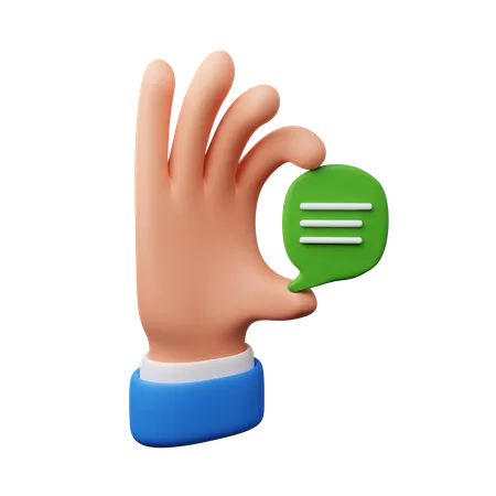 Hand Holding Speech Bubble  3D Icon