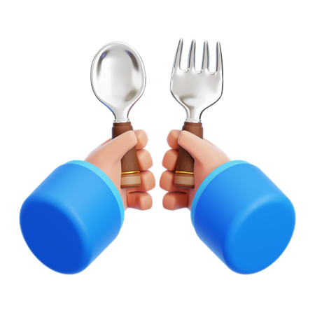 Hand Holding Spoon  3D Icon