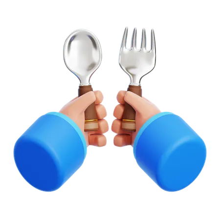 Hand Holding Spoon  3D Icon