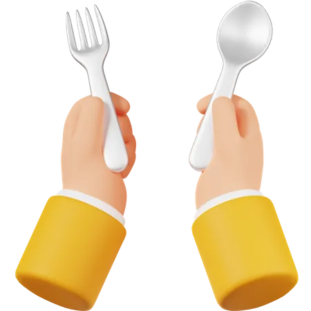 Spoon And Foer On Hand 3 D Icon 3D Icon