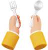 Hand Holding Spoon and Fork