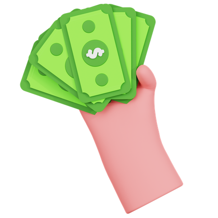 Hand Holding Stack Of Money  3D Icon