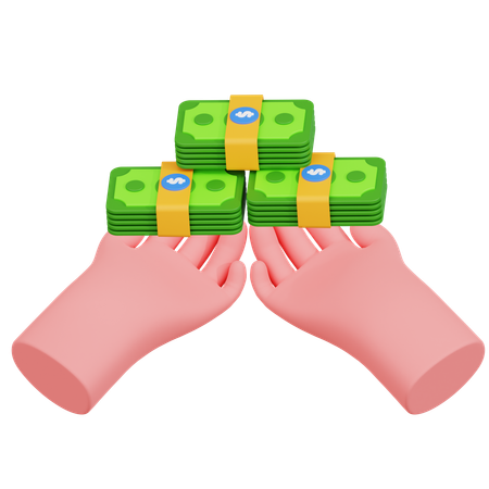 Hand Holding Stacks Of Money  3D Icon