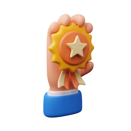 Hand Holding Star Badge  3D Icon