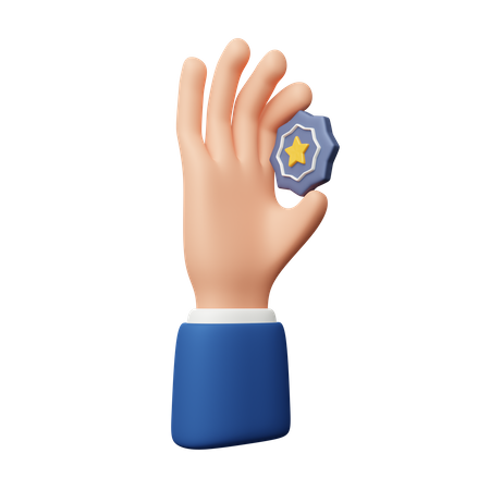 Hand Holding Star Badge  3D Icon