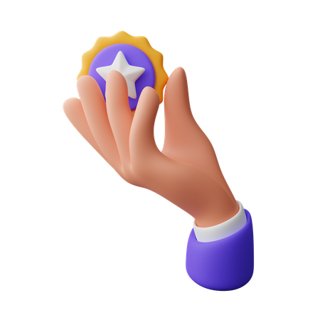 Hand holding star badge  3D Icon