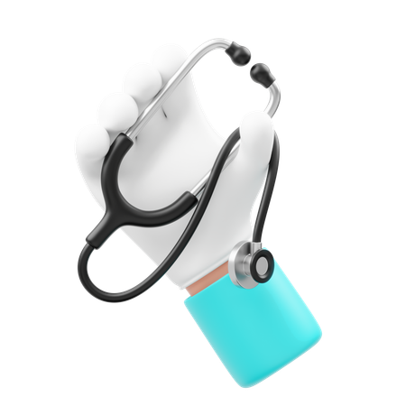 Hand Holding Stethoscope  3D Icon
