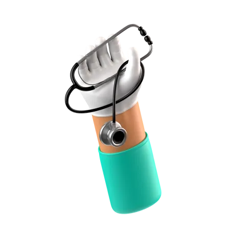 Hand holding stethoscope  3D Icon