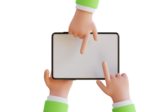 Hand Holding Tablet  3D Illustration