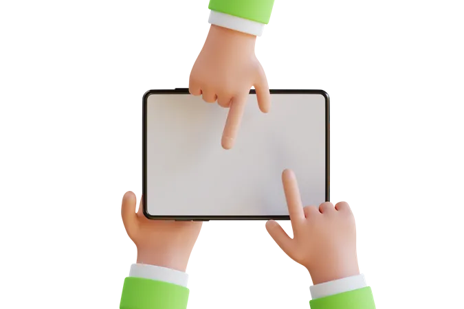 Hand Holding Tablet  3D Illustration