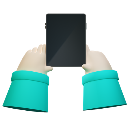 Hand holding tablet 3D Illustration