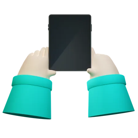 Hand holding tablet 3D Illustration