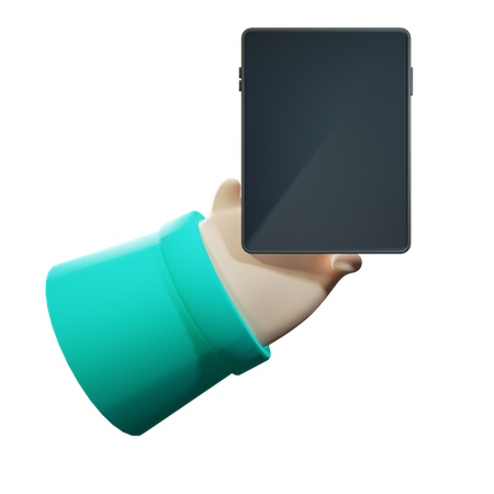 Hand Holding tablet with Blank Screen  3D Illustration