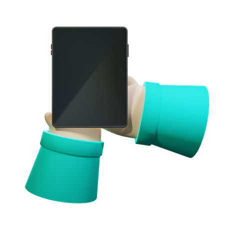 Hand Holding tablet with Blank Screen 3D Illustration