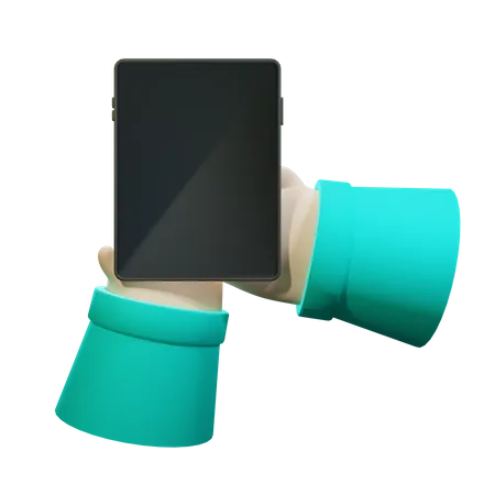 Hand Holding tablet with Blank Screen 3D Illustration