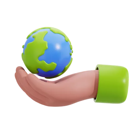 Hand Holding The Earth  3D Icon