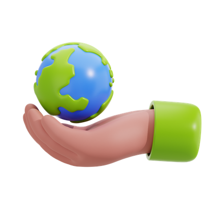 Hand Holding The Earth  3D Icon