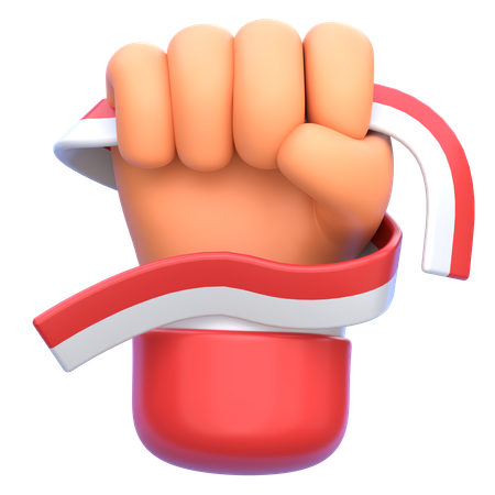 Hand Holding the Indonesian Flag  3D Icon