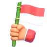 Hand Holding the Indonesian Flag