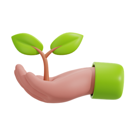 Hand Holding The Plant  3D Icon