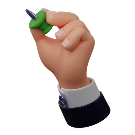 Hand Holding Thumbtack  3D Icon