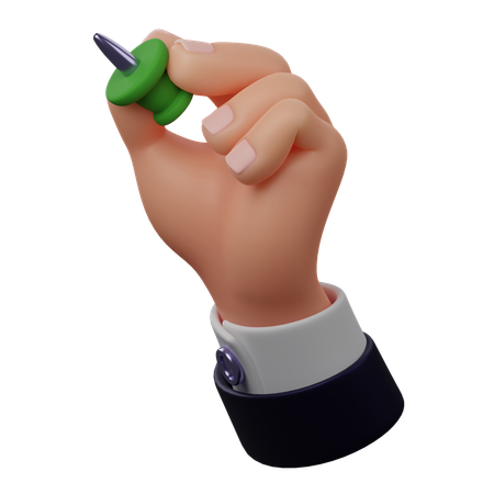 Hand Holding Thumbtack  3D Icon