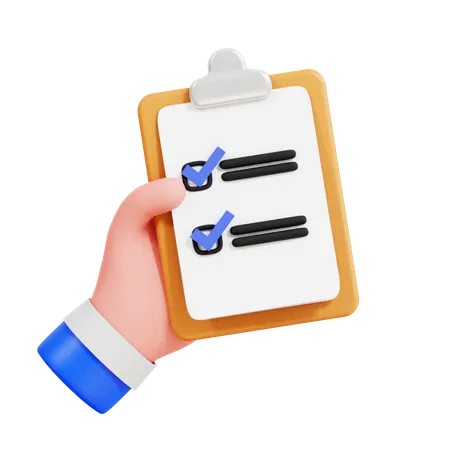 Hand Holding To Do List  3D Icon