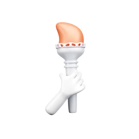 Hand holding torch  3D Icon