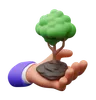 Hand holding tree