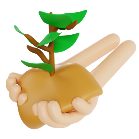 Hand Holding Tree Sapling  3D Icon