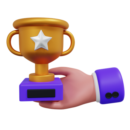Hand Holding Trophy  3D Icon
