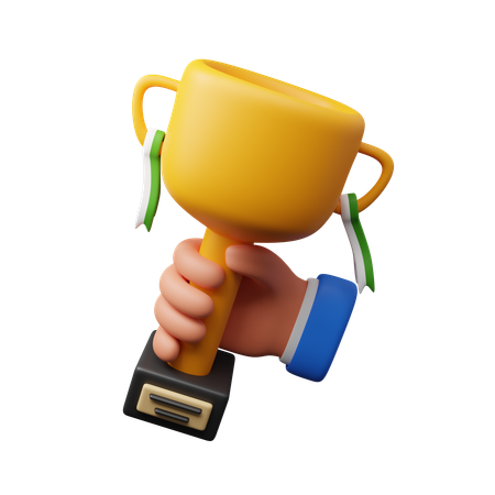 Hand Holding Trophy  3D Icon