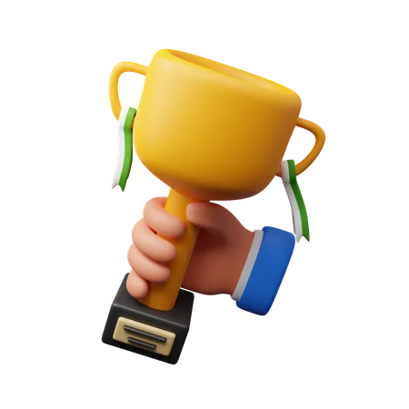 Hand Holding Trophy Download This Item Now 3D Icon