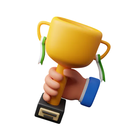 Hand Holding Trophy  3D Icon